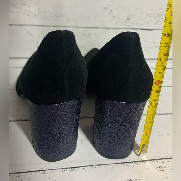 Naturalizer Women’s Pumps Size 8.5W | Black Suede with Glitter Block Heel - Picture 5 of 15